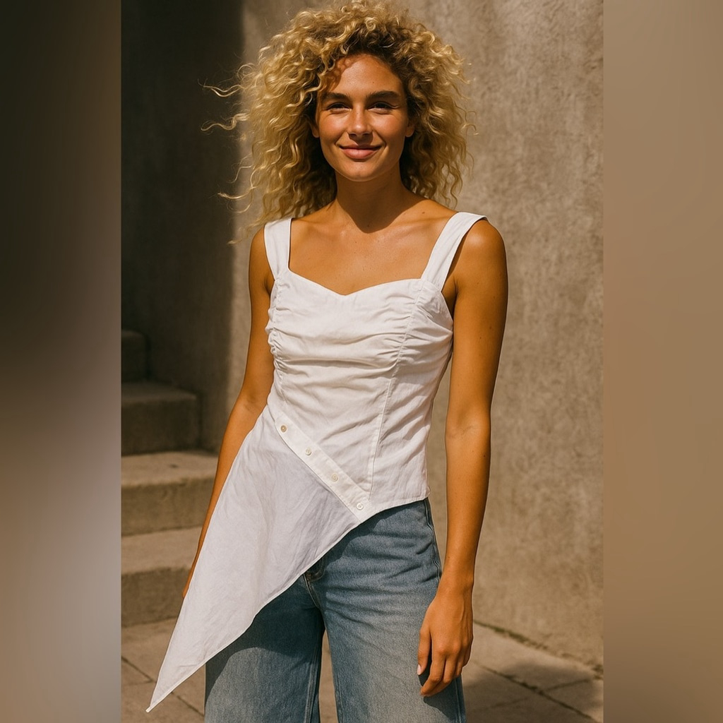 New Rinascimento Asymmetric White Top Medium